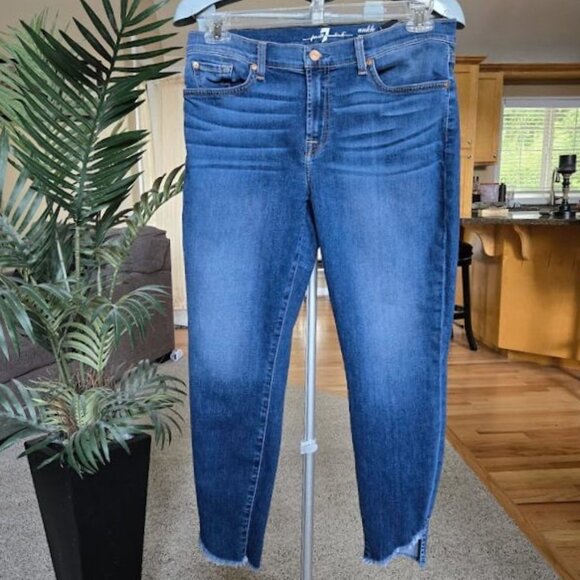 7 for All Mankind sz 32 Gwenevere Monroe High Rise Ankle Cut Jean - Picture 3 of 6